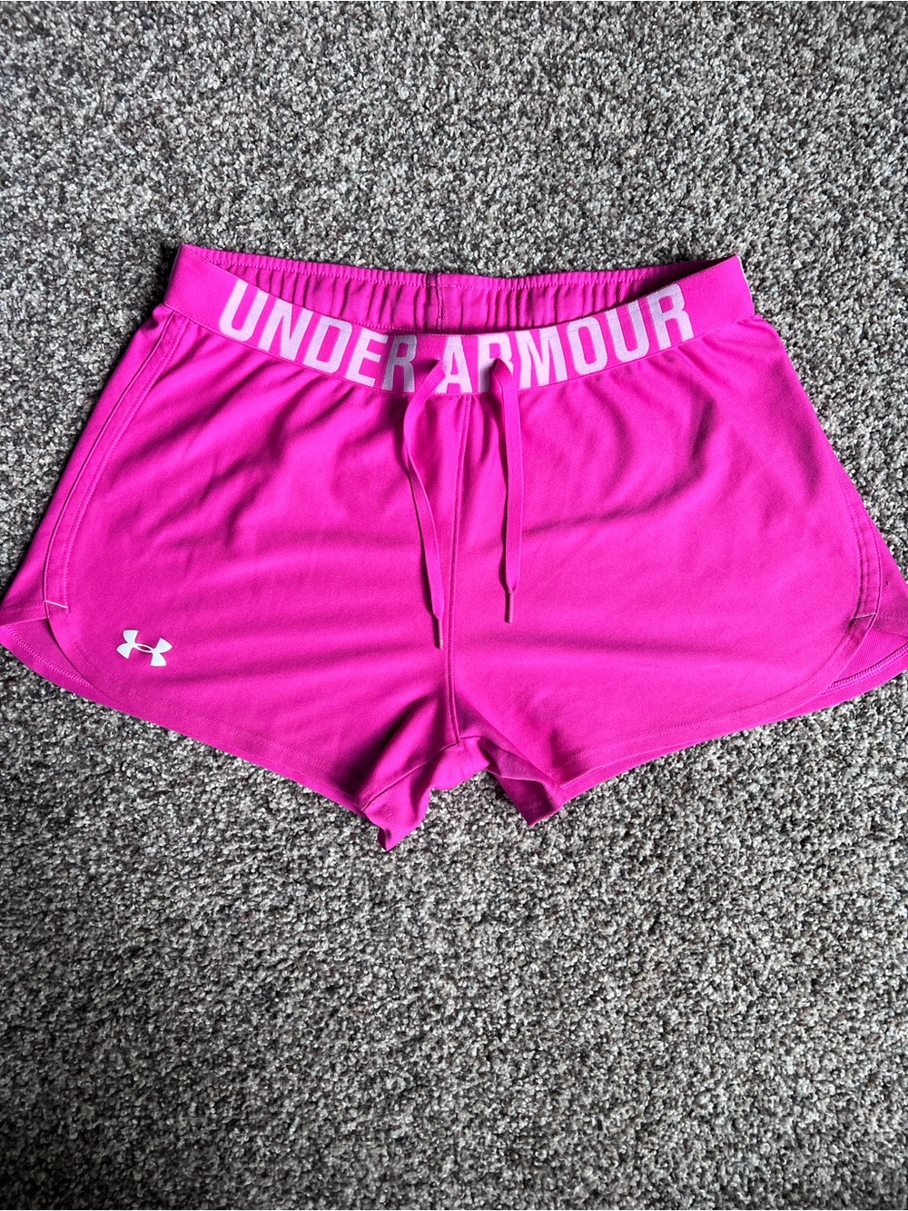 Under Armour Hot Pink Women's Athletic Shorts with Logo Waistband